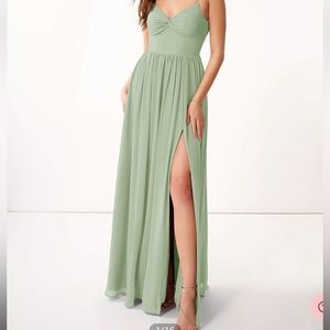 Azazie sage green bridesmaid dress, size 10